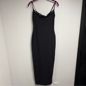 Skims Fits Everybody Lace Long Slip Dress NWOT Onyx Large